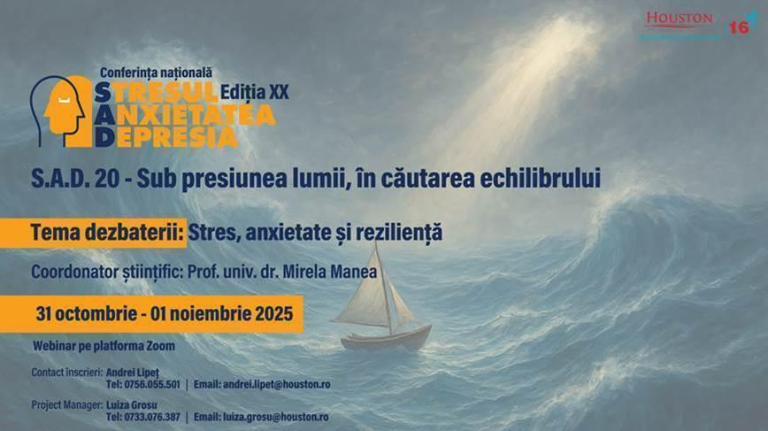 Conferinta Stresul, Anxietate si Depresia din 31 0ct – 1 nov 2025, online pe zoom